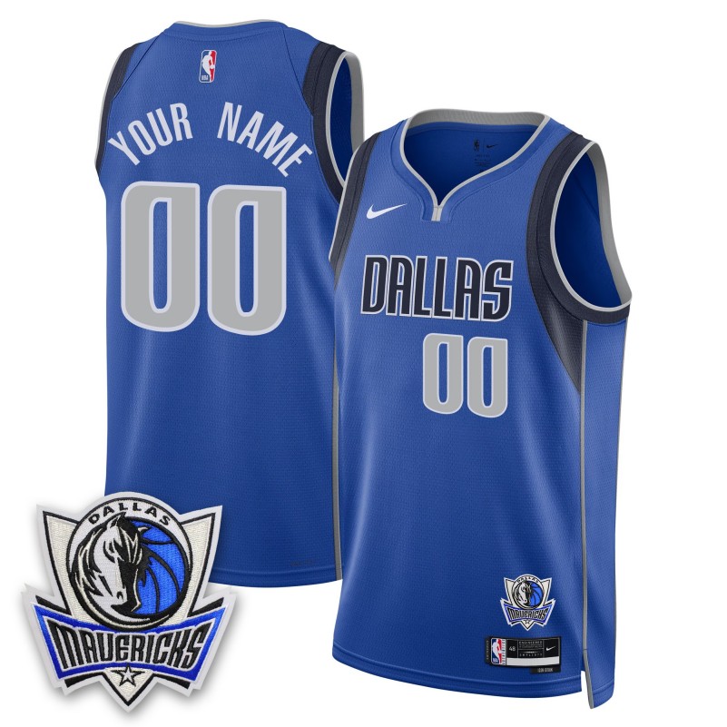 Dallas Mavericks Custom Royal Icon Edition 2025 With Patch Swingman Stitched Basketball Jersey