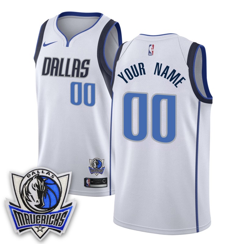 Dallas Mavericks Custom White Association Edition 2025 With Patch Swingman Stitched Basketball Jersey