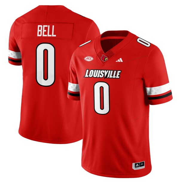 Men's Louisville Cardinals #0 Chris Bell Red 2025 Vapor Stitched Football Jersey