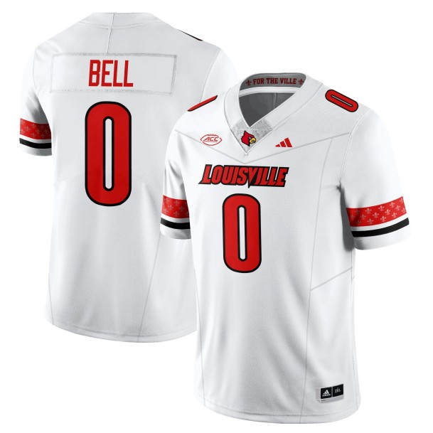 Men's Louisville Cardinals #0 Chris Bell White 2025 Vapor Stitched Football Jersey