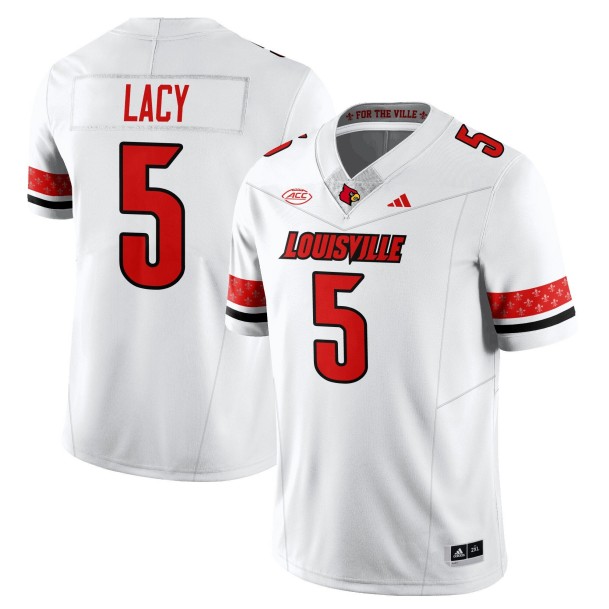 Men's Louisville Cardinals #5 Caullin Lacy White 2025 Vapor Stitched Football Jersey