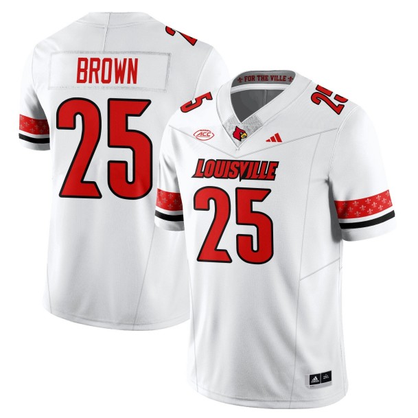 Men's Louisville Cardinals #25 Isaac Brown White 2025 Vapor Stitched Football Jersey