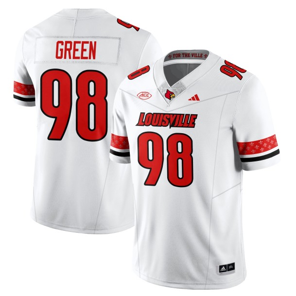 Men's Louisville Cardinals #98 Adonijah Green White 2025 Vapor Stitched Football Jersey