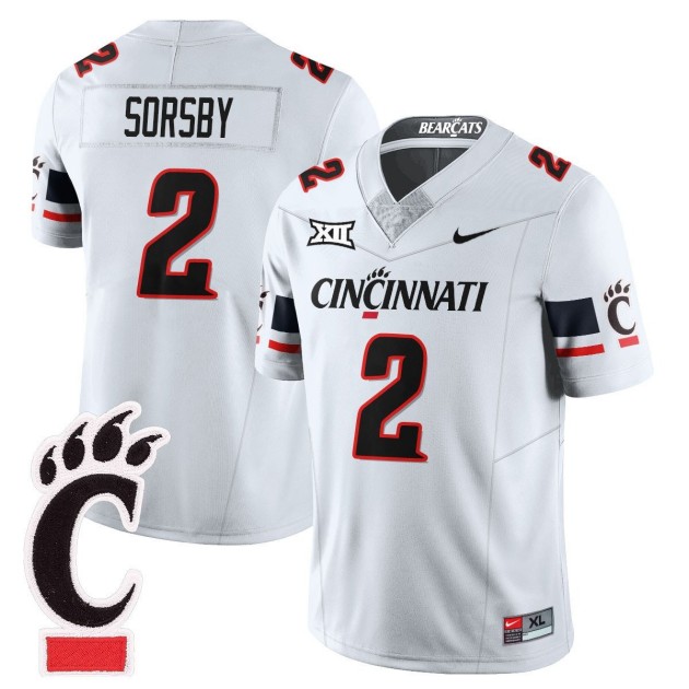 Men's Cincinnati Bearcats #2 Brendan?Sorsby White 2025 F.U.S.E. Limited Uniform Stitched Football Jersey