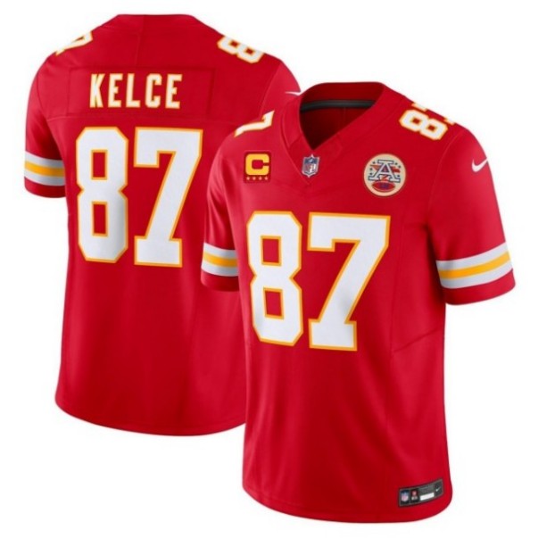 Youth Kansas City Chiefs #87 Travis Kelce Red 4-Star C Patch F.U.S.E. Limited Stitched Jersey