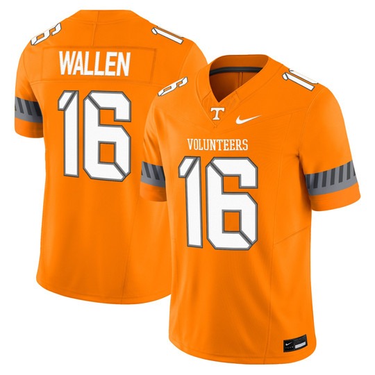 Men's Tennessee Volunteers #16 Morgan Wallen 2025 'Smokey Grey Series' Vapor Limited Stitched Football Jersey Orange