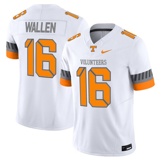 Men's Tennessee Volunteers #16 Morgan Wallen 2025 'Smokey Grey Series' Vapor Limited Stitched Football Jersey White