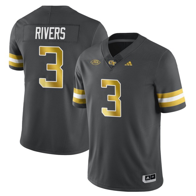 Men's Georgia Tech Yellow Jackets #3 Eric Rivers Dark Gray 2025 Limited Stitched Football Jersey