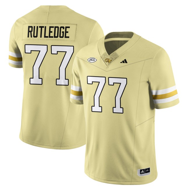 Men's Georgia Tech Yellow Jackets #77 Keylan Rutledge Gold 2025 Limited Stitched Football Jersey