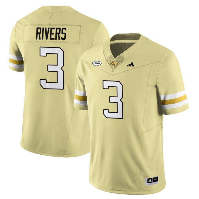 Men's Georgia Tech Yellow Jackets #3 Eric Rivers Gold 2025 Limited Stitched Football Jersey