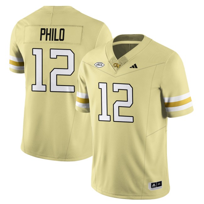Men's Georgia Tech Yellow Jackets #12 Aaron Philo Gold 2025 Limited Stitched Football Jersey