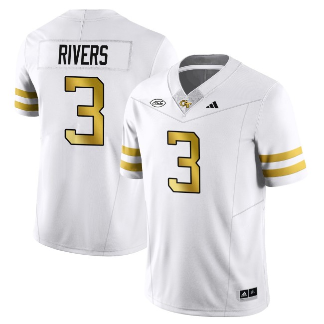Men's Georgia Tech Yellow Jackets #3 Eric Rivers White 2025 Limited Stitched Football Jersey