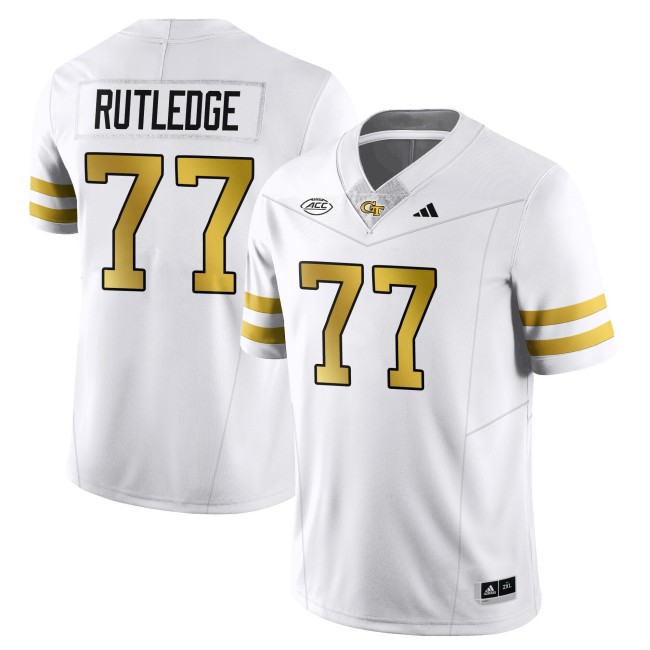 Men's Georgia Tech Yellow Jackets #77 Keylan Rutledge White 2025 Limited Stitched Football Jersey