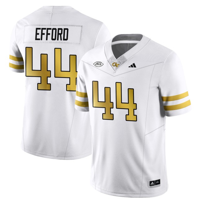 Men's Georgia Tech Yellow Jackets #44 Kyle Efford White 2025 Limited Stitched Football Jersey