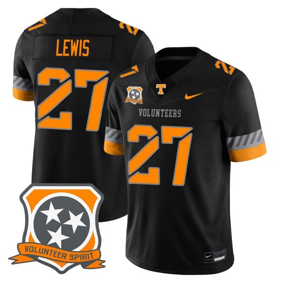 Men's Tennessee Volunteers #27 Peyton Lewis Black 2025 Spirit Vapor Limited Stitched Football Jersey