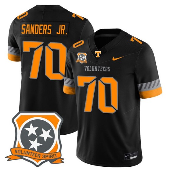 Men's Tennessee Volunteers #70 David Sanders Jr. Black 2025 Spirit Vapor Limited Stitched Football Jersey