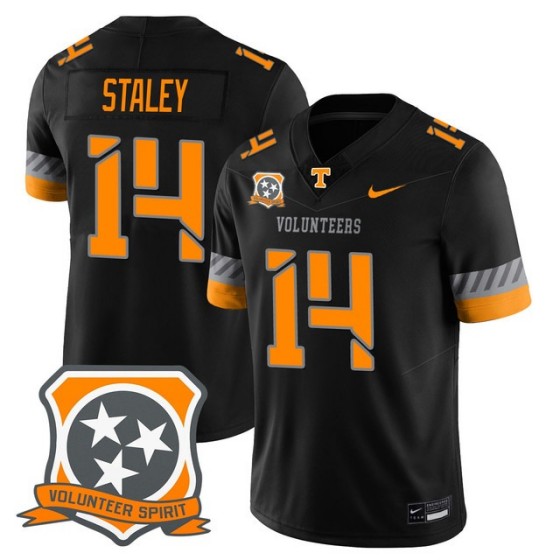 Men's Tennessee Volunteers #14 Braylon Staley Black 2025 Spirit Vapor Limited Stitched Football Jersey