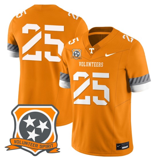 Men's Tennessee Volunteers #25 Orange 2025 Spirit Vapor Limited Stitched Football Jersey