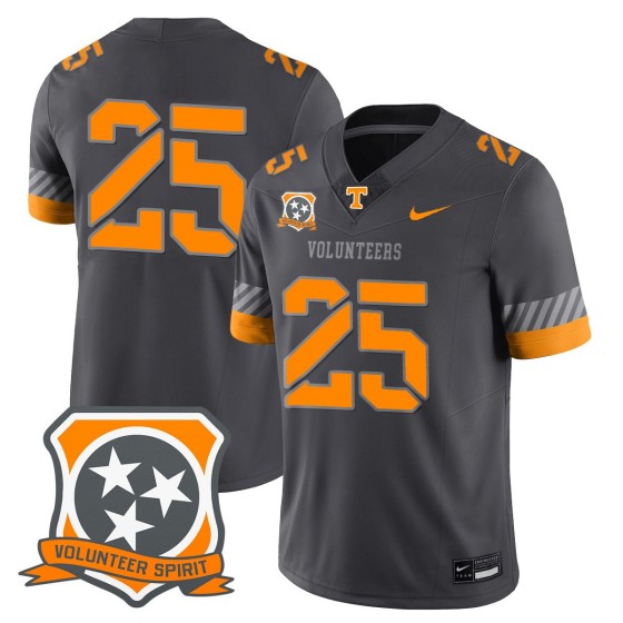 Men's Tennessee Volunteers #25 Smokey Gray 2025 Spirit Vapor Limited Stitched Football Jersey