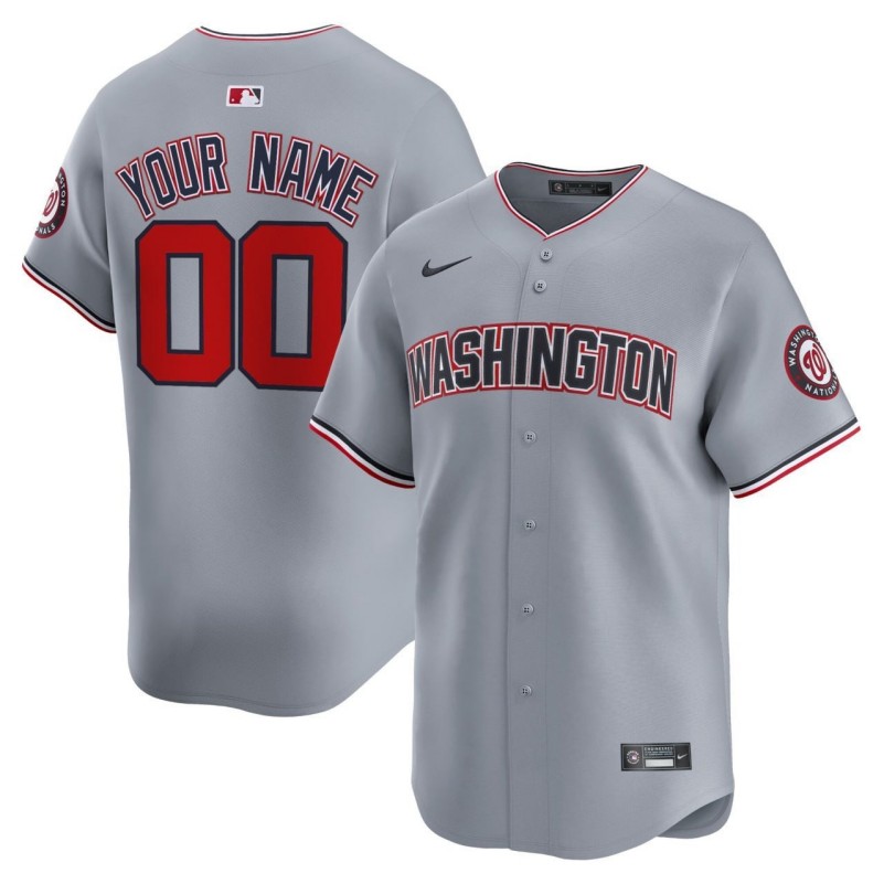 Washington Nationals Custom Grey Limited Stitched Baseball Jersey