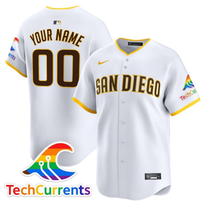 San Diego Padres Custom White TechCurrents Limited Stitched Baseball Jersey