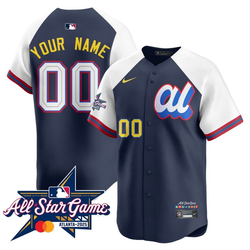 Custom American League 2025 MLB All-Star Limited Stitched Baseball Jersey V2 Navy White