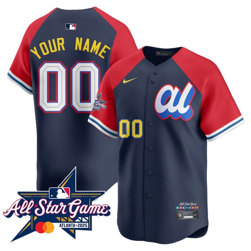 Custom American League 2025 MLB All-Star Limited Stitched Baseball Jersey V2 Navy Red