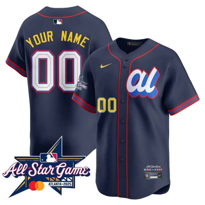 Custom American League 2025 MLB All-Star Limited Stitched Baseball Jersey V2 Navy