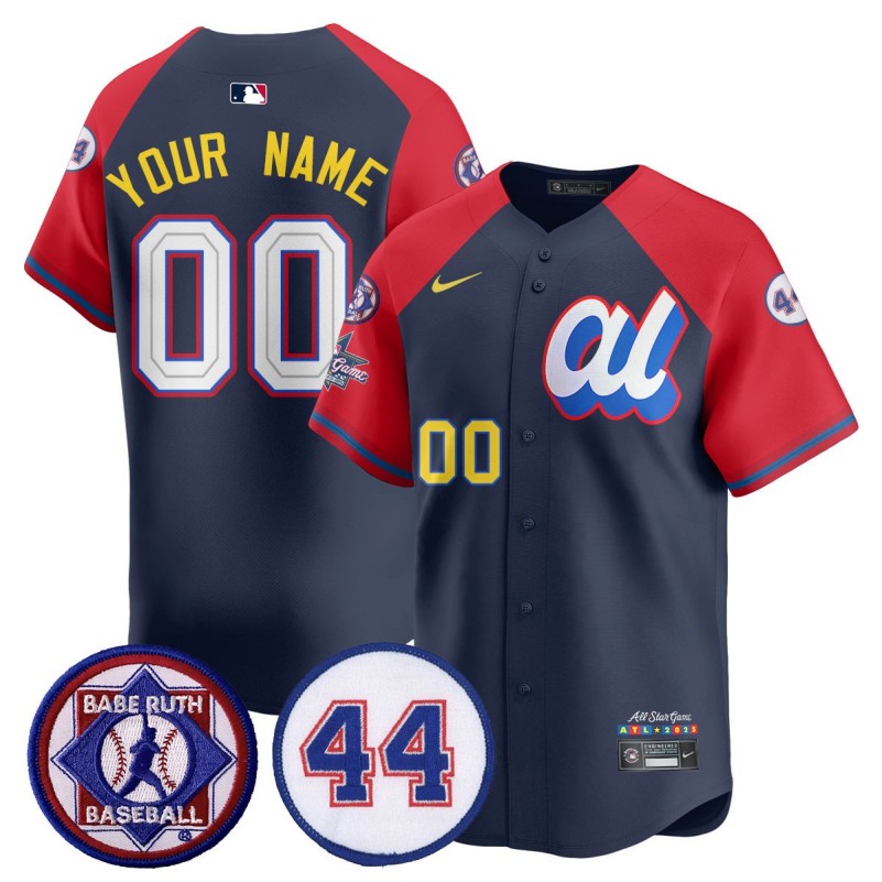 Custom American League 2025 MLB All-Star Limited Stitched Baseball Jersey V3 Navy Red