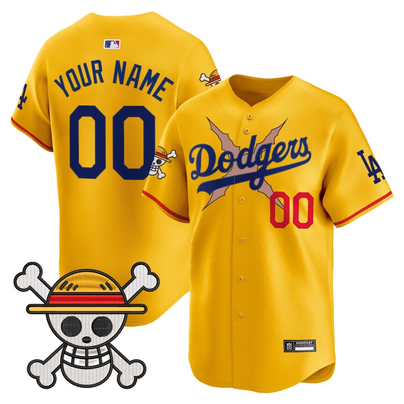 Los Angeles Dodgers x One Piece Custom Gold 2025 Vapor Premier Limited Stitched Baseball Jersey