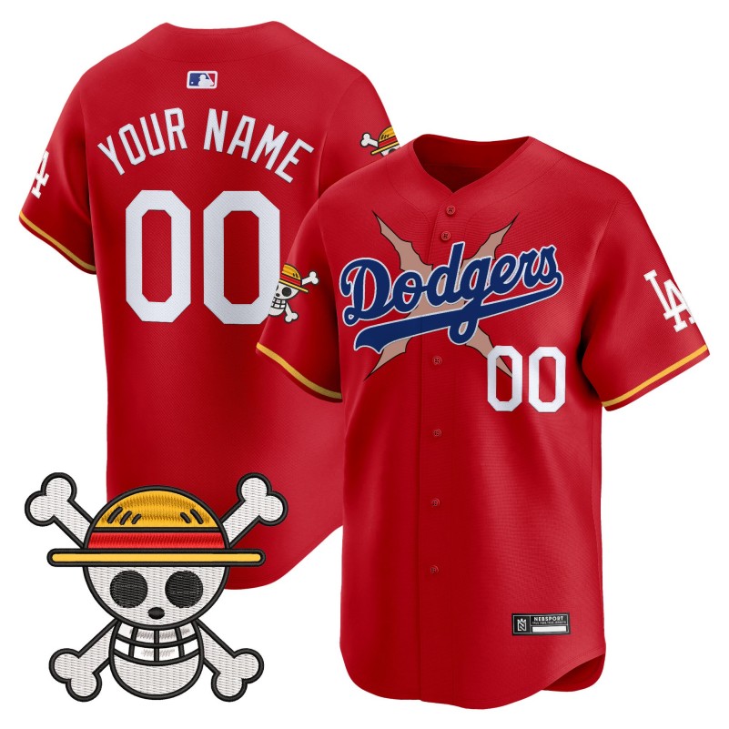 Los Angeles Dodgers x One Piece Custom Red 2025 Vapor Premier Limited Stitched Baseball Jersey
