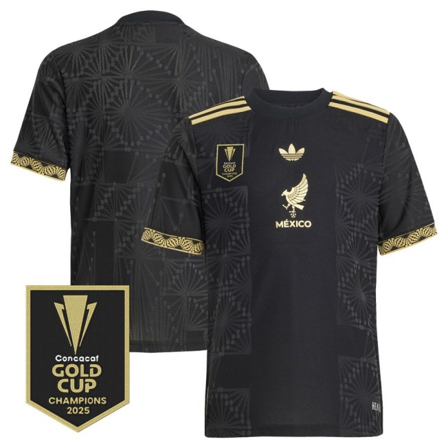 Men's Mexico Blank adidas 2025 Gold Cup Champions Soccer Jersey Black