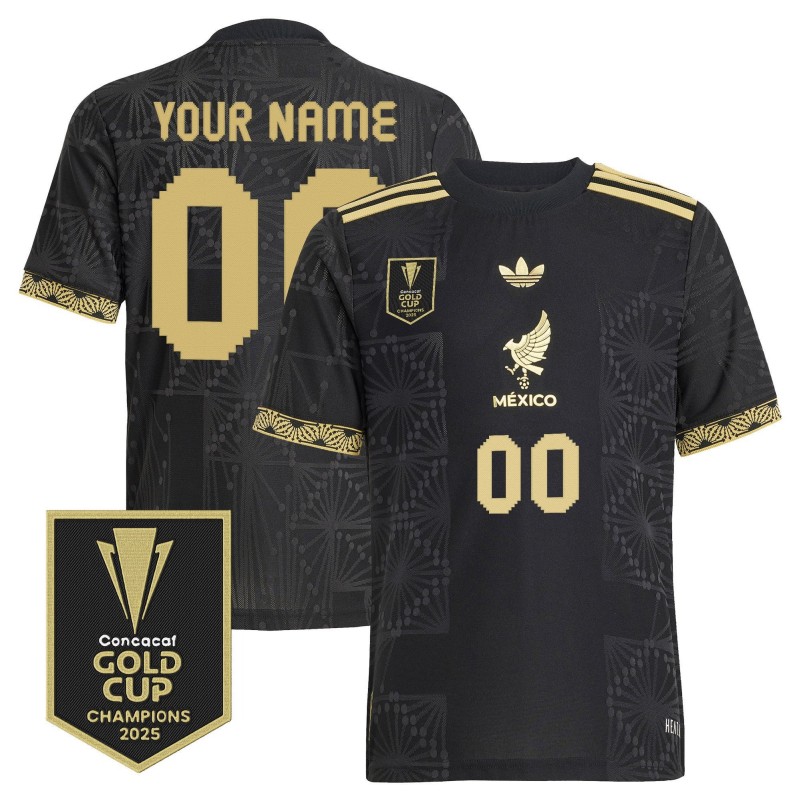 Gender's Mexico Custom adidas 2025 Gold Cup Champions Soccer Jersey Black