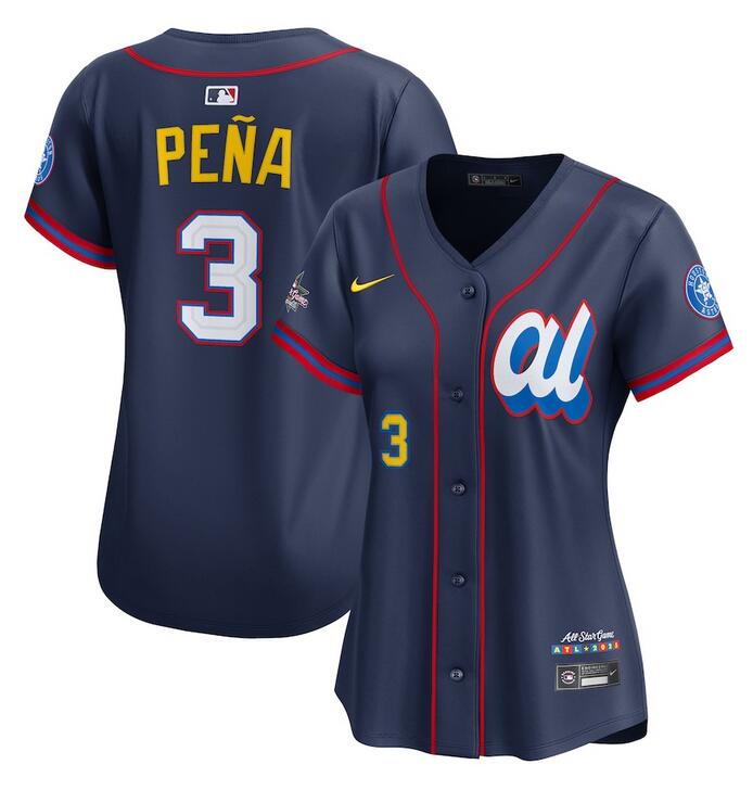 Women's American League #3 Jeremy Pena Navy 2025 All-Star Limited Stitched Baseball Jersey